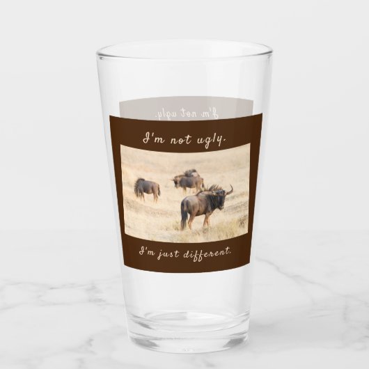 Ich bin kein hässliches, wildestes Foto mit Text Glas (Vorderseite)