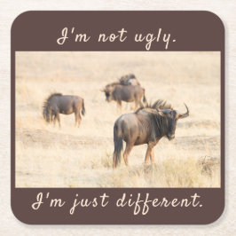 Ich bin kein hässliches, wildestes Foto mit Text Rechteckiger Pappuntersetzer