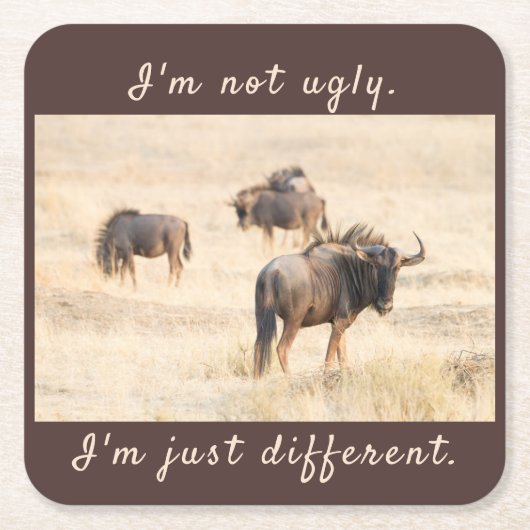 Ich bin kein hässliches, wildestes Foto mit Text Rechteckiger Pappuntersetzer (Vorderseite)