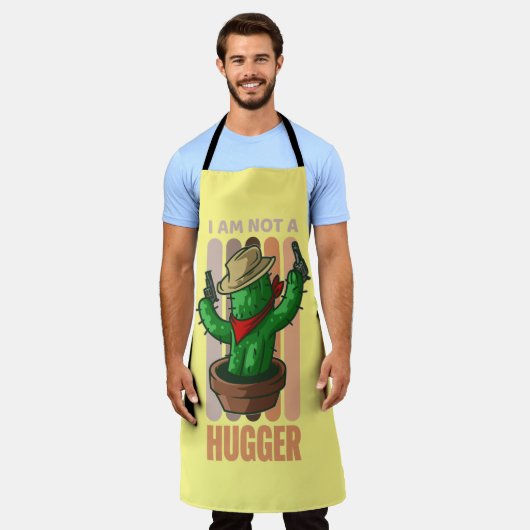 Ich bin kein Hugger Funny Sarcastic Cowboy Cactus Schürze (Getragen)