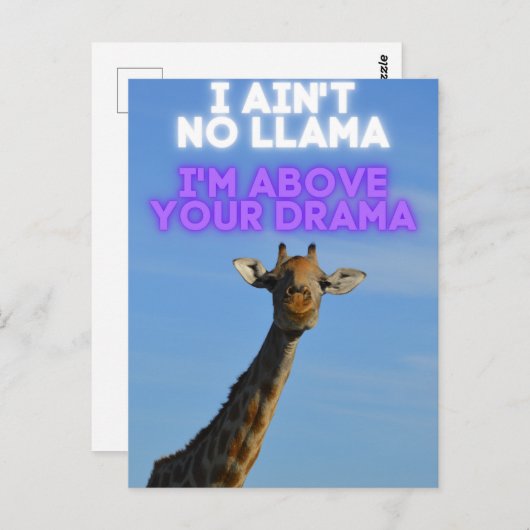 Ich bin kein Lama, ich bin über deinem Drama Giraf Postkarte (Vorne/Hinten)