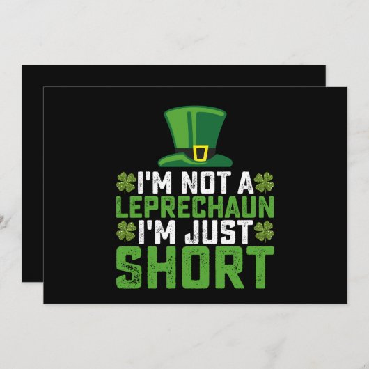 Ich bin kein Leprechaun, ich bin nur Kurz St Patri Einladung (Vorne/Hinten)