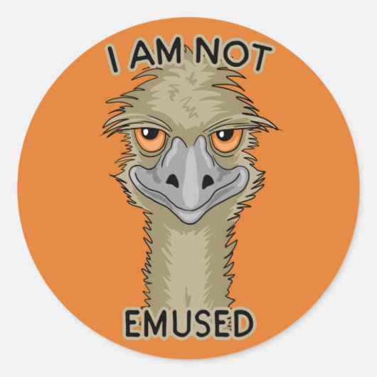 Ich bin kein lustiger Emu Pun | Orange Runder Aufkleber (Vorderseite)