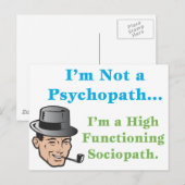 Ich bin kein Psychopath. Postkarte (Vorne/Hinten)