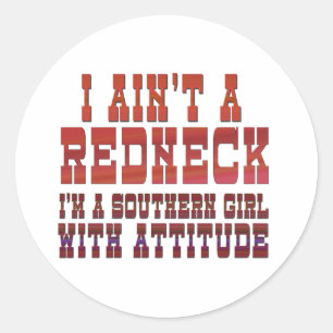 Ich bin kein Redneck Runder Aufkleber