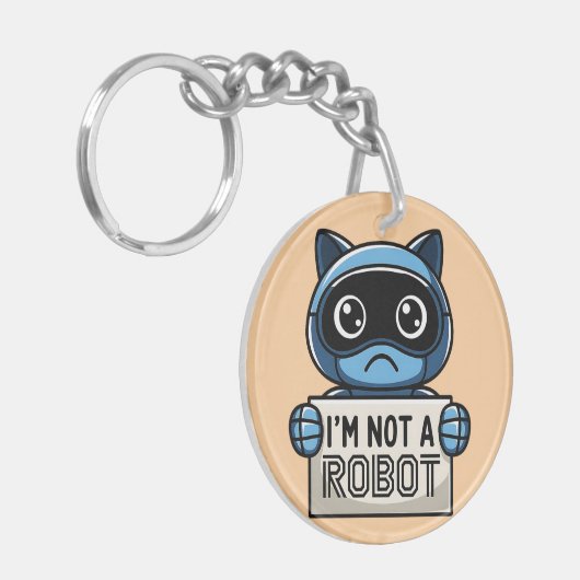 Ich bin kein Roboter-Kater-Schlüsselanhänger Schlüsselanhänger (Vorderseite links)