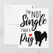 Ich bin kein Single, ich habe einen Mops Postkarte (Vorne/Hinten)