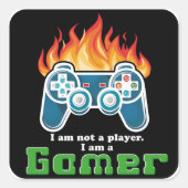 Ich bin kein Spieler, cooler, moderner Joystick Quadratischer Aufkleber (Vorderseite)
