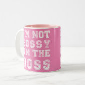 Ich bin keine Bossy-Tasse Zweifarbige Tasse (Vorderseite Links)