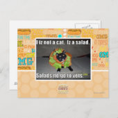 Ich bin keine Katze. Iz ein Salat. Postkarte (Vorne/Hinten)