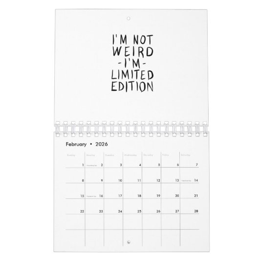 Ich bin keine seltsame Edition Kalender (Feb 2026)