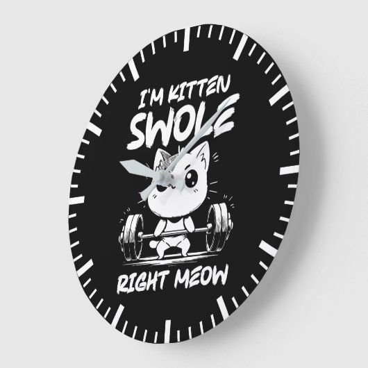 Ich bin Kitten Swole, gerade Meow - Gym Cat Motiva Große Wanduhr (Winkel)