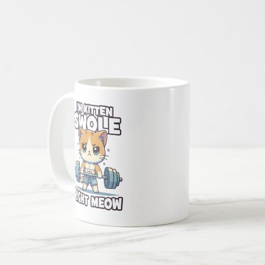 Ich bin Kitten Swole, gerade Meow - Gym Cat Motiva Kaffeetasse (Vorderseite Links)