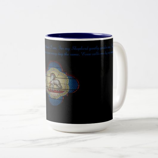 "Ich bin kleines Lamm" #1 Jesuss Zweifarbige Tasse (VorderseiteRechts)