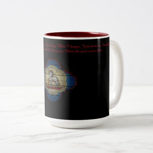 "Ich bin kleines Lamm" #2 Jesuss Zweifarbige Tasse (VorderseiteRechts)