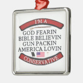 ICH BIN KONSERVATIV SILBERNES ORNAMENT (Links)