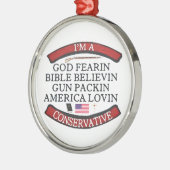 ICH BIN KONSERVATIV SILBERNES ORNAMENT (Links)