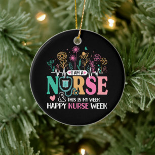 Ich bin Krankenschwester und das ist meine Woche F Keramik Ornament