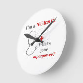 Ich bin Krankenschwester, was für eine Supermacht. Runde Wanduhr (Winkel)