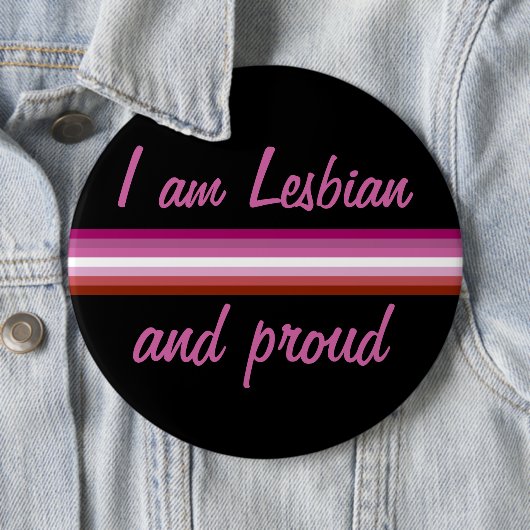 Ich bin leasbisch und stolz | Lesbische Flagge auf Button (Beispiel)