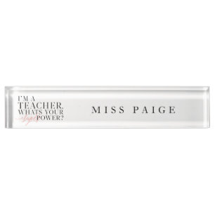 ICH BIN LEHRER, WAS IST DEIN SUPER POWER? NAMENSPLAKETTE