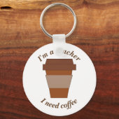 Ich bin Lehrerin. Ich brauche Kaffee. Schlüsselanhänger (Vorderseite)