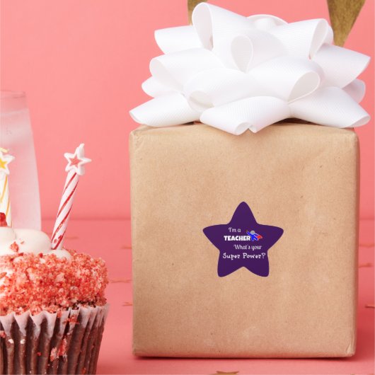 "Ich bin Lehrerin. Was ist dein Super-Power?" Stern-Aufkleber (Party)