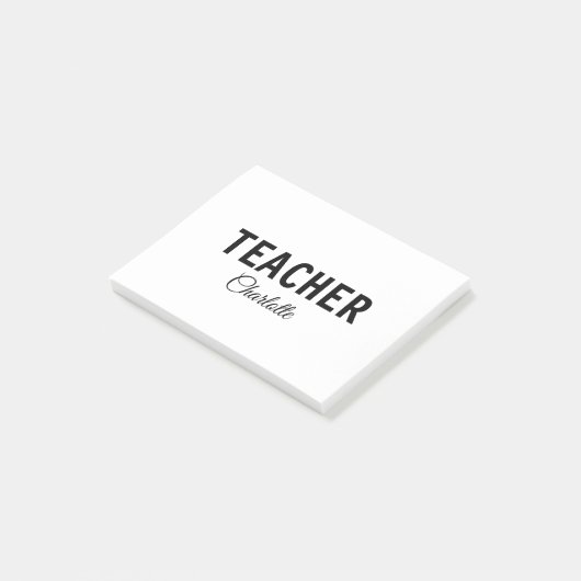 Ich bin Lehrschule Fügen Sie Ihren Namen Text simp Post-it Klebezettel (angewinkelt)