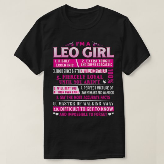 Ich bin Leo Girl Leo Geburtstag T-Shirt (Design vorne)