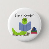 Ich bin Leser, Bookworm Button (Vorderseite)