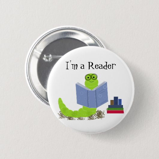 Ich bin Leser, Bookworm Button (Vorne & Hinten)