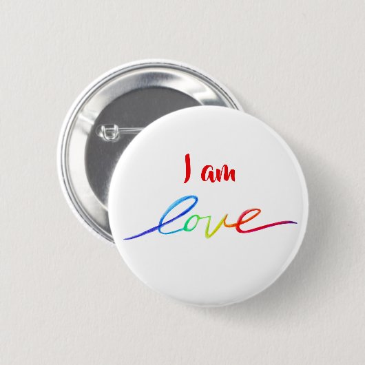 Ich bin Liebe Inspirational Rainbow Word Button-Ta Button (Vorne & Hinten)