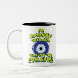 Ich bin lieblich Niedlich und werde das böse Auge Zweifarbige Tasse
