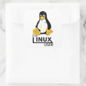 Ich bin Linux-Benutzer Quadratischer Aufkleber (Tasche)
