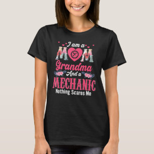 Ich bin Mama Oma und Mechanik Niedliche Blume Mot T-Shirt