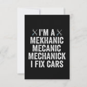 Ich bin Mechaniker Mekanic I Fix Cars Funny Repara Dankeskarte (Vorderseite)