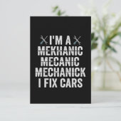 Ich bin Mechaniker Mekanic I Fix Cars Funny Repara Dankeskarte (Stehend Vorderseite)