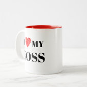 Ich bin mein Chef | Geschenk zum Personalisieren Zweifarbige Tasse (Vorderseite Links)