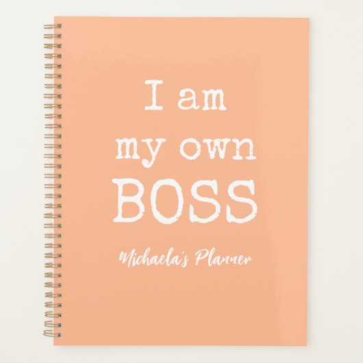 ICH BIN MEIN EIGENES BOSS|PEACH FUZZ UND WEISS PLANER (Vorderseite)