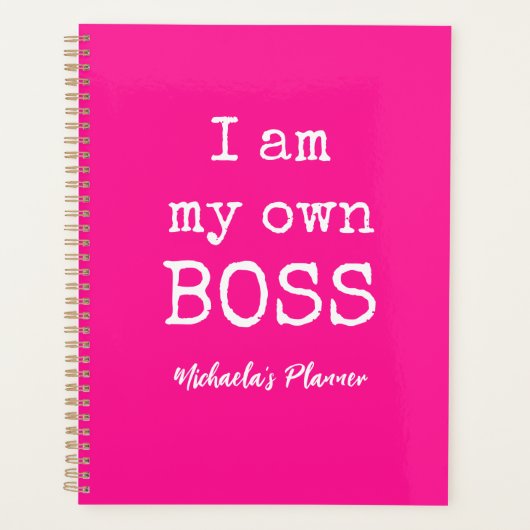 ICH BIN MEIN EIGENES BOSS|PINK UND WEISS PLANER (Vorderseite)