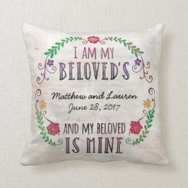 Ich bin mein geliebtes, Wedding Datums-Aquarell Kissen