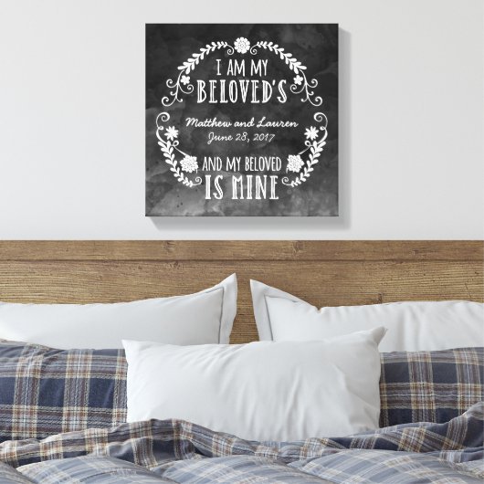 Ich bin meine geliebte, hochzeitliche schwarze Was Leinwanddruck (Insitu (Schlafzimmer))