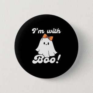 Ich bin mit Boo Lustiger Retro-Stil Button