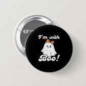 Ich bin mit Boo Lustiger Retro-Stil Button (Vorne & Hinten)