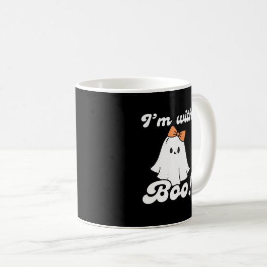 Ich bin mit Boo Lustiger Retro-Stil Kaffeetasse (VorderseiteRechts)