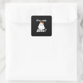 Ich bin mit Boo Lustiger Retro-Stil Quadratischer Aufkleber (Tasche)