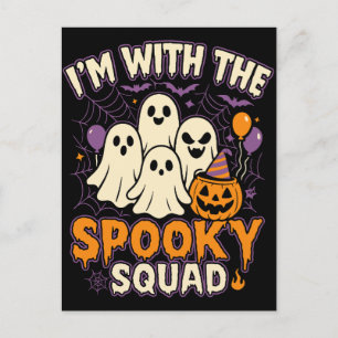 Ich bin mit dem Spooky Squad, Halloween-Gruppenout Feiertagspostkarte