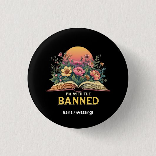 Ich bin mit dem verbotenen Bookworm Funny Book Lov Button (Vorderseite)