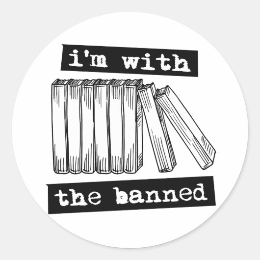Ich bin mit den verbotenen Büchern Runder Aufkleber (Vorderseite)