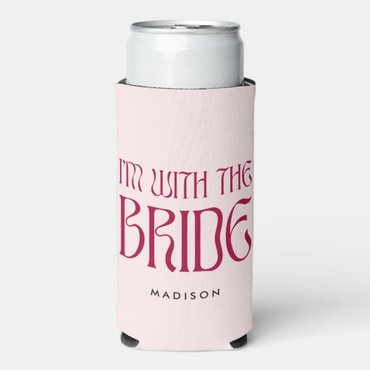Ich bin mit der Bride Bold Pink Magenta Bacheloret Selters Dosenkühler (Seltzer Vorderseite)